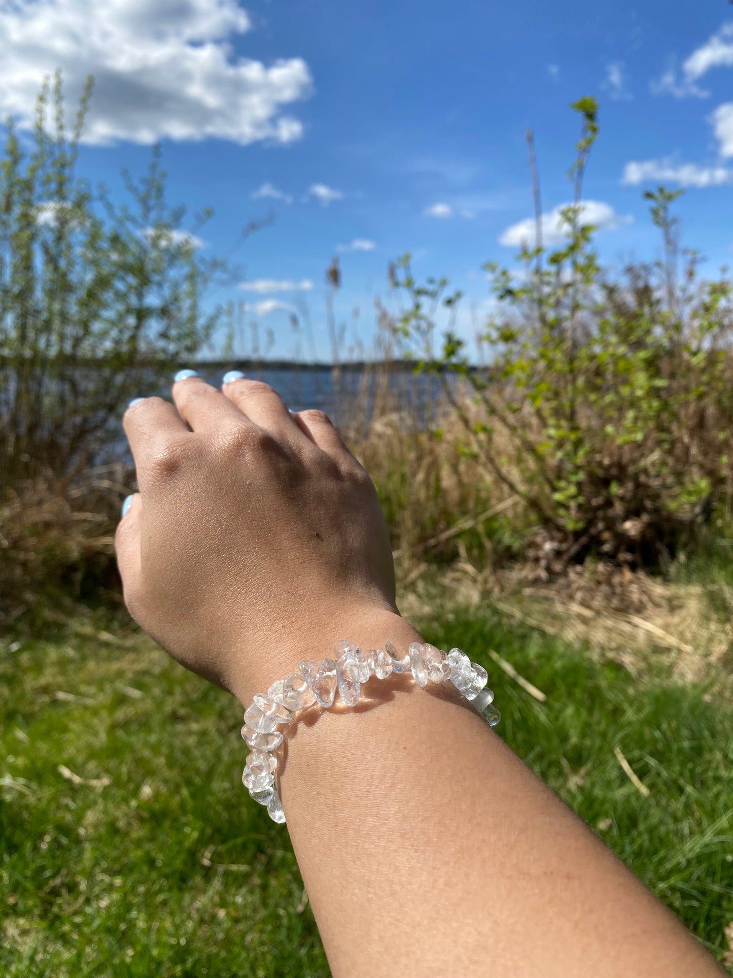 Naturligt klar kvarts grus armband