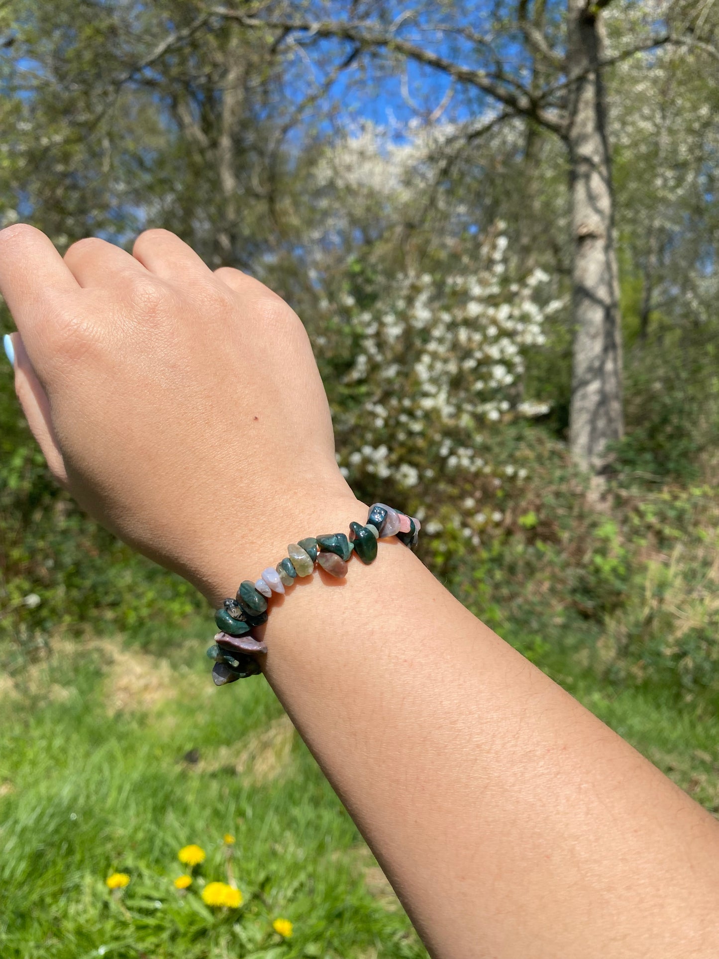 Naturlig indisk agat grus armband