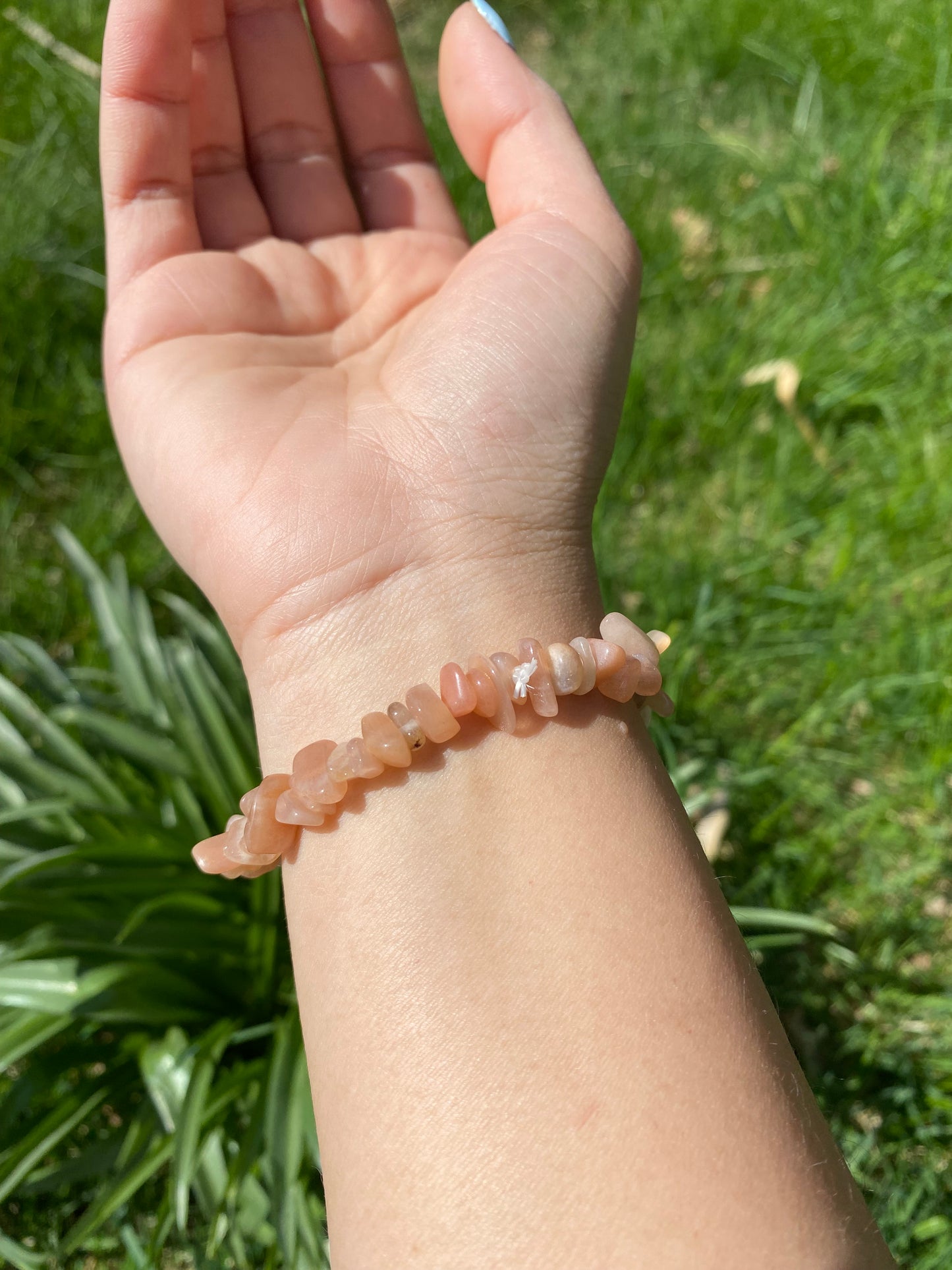 Natural mixed moonstone and gravel bracelet