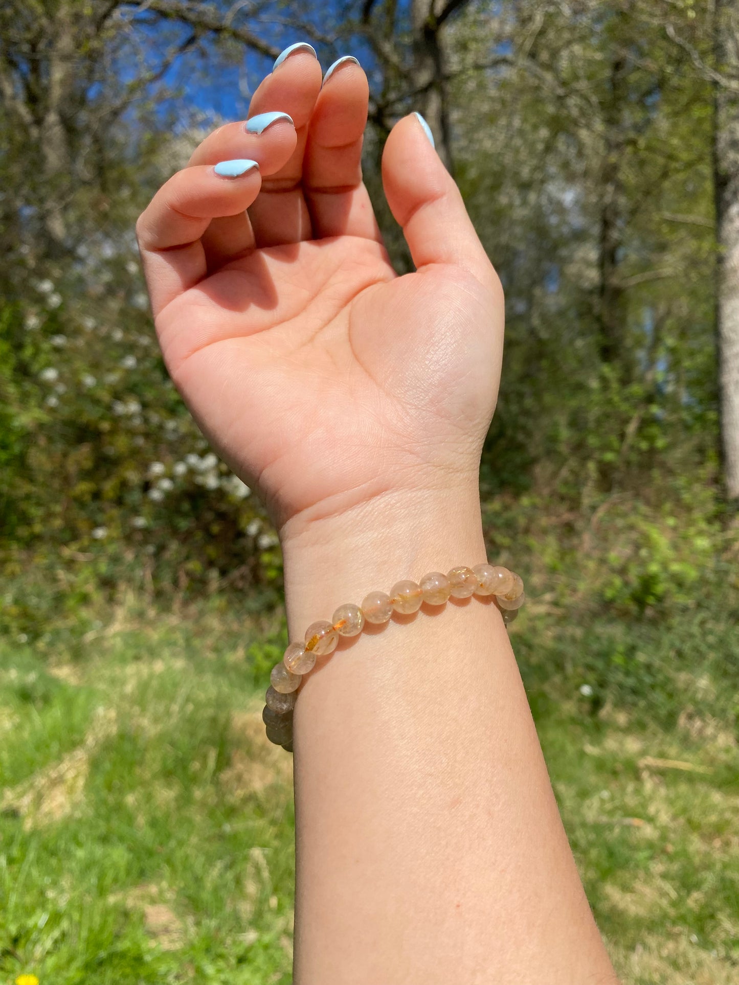 Naturligt guld med rutilerad kvarts armband