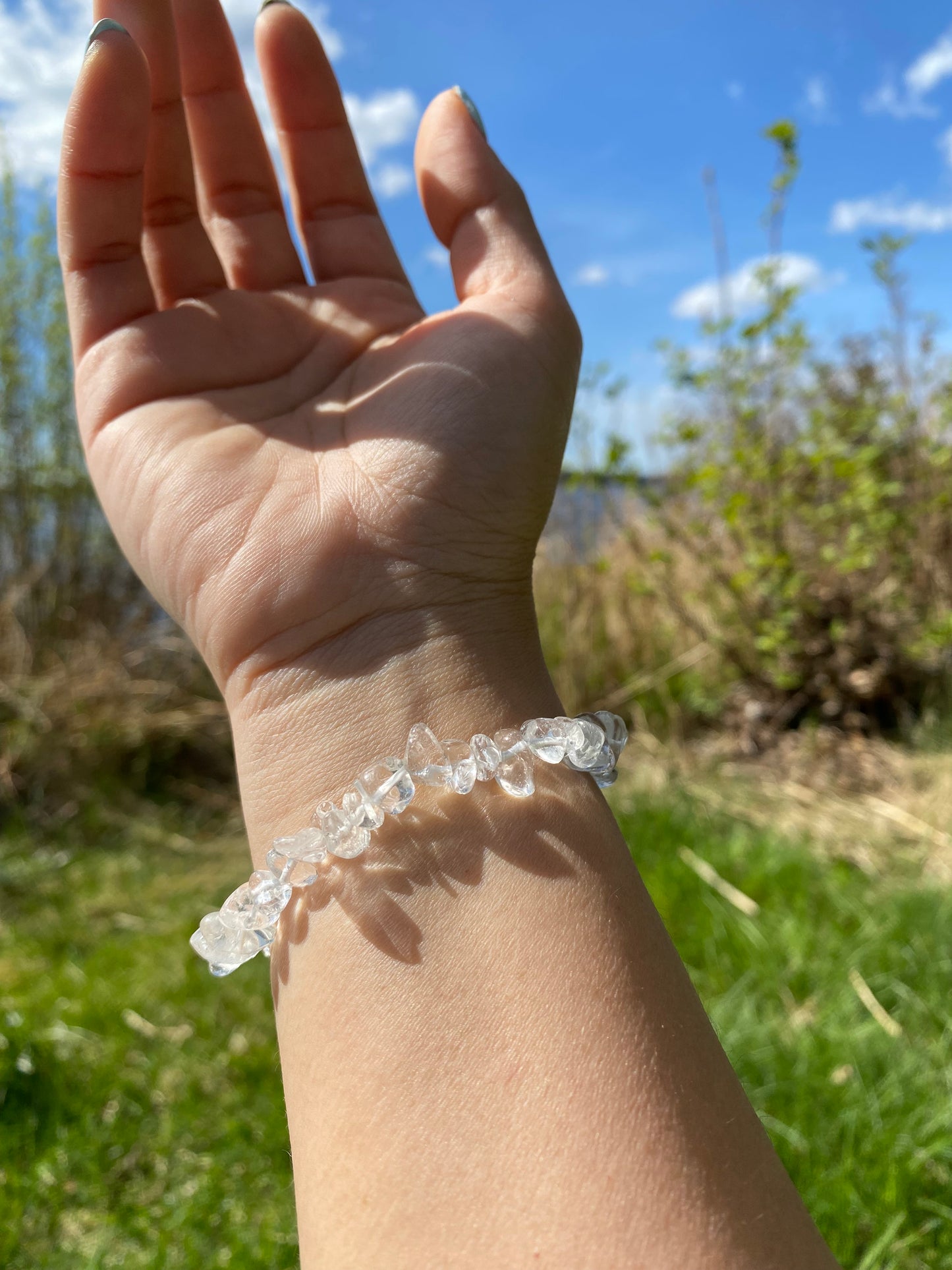 Naturligt klar kvarts grus armband