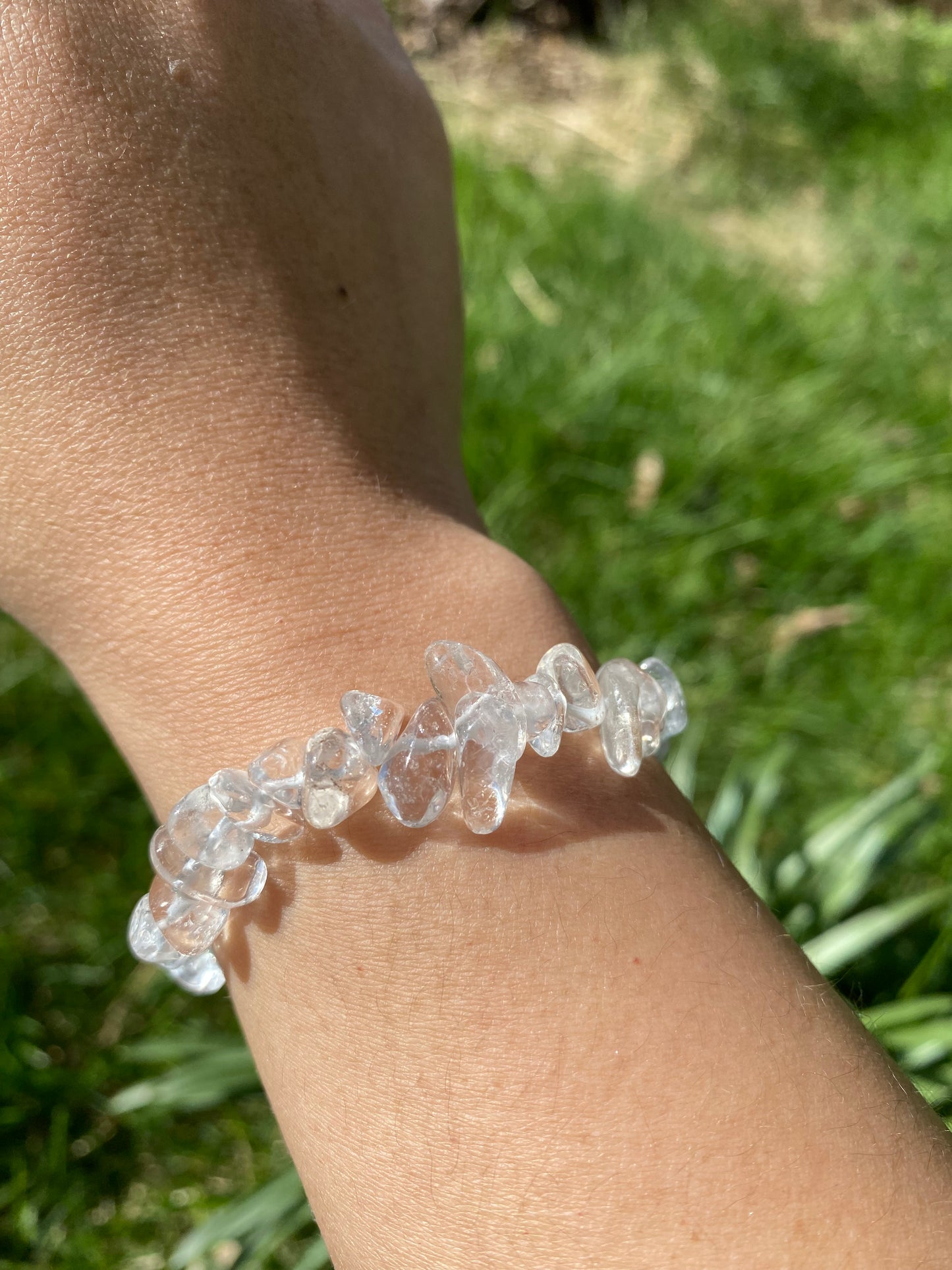 Naturligt klar kvarts grus armband