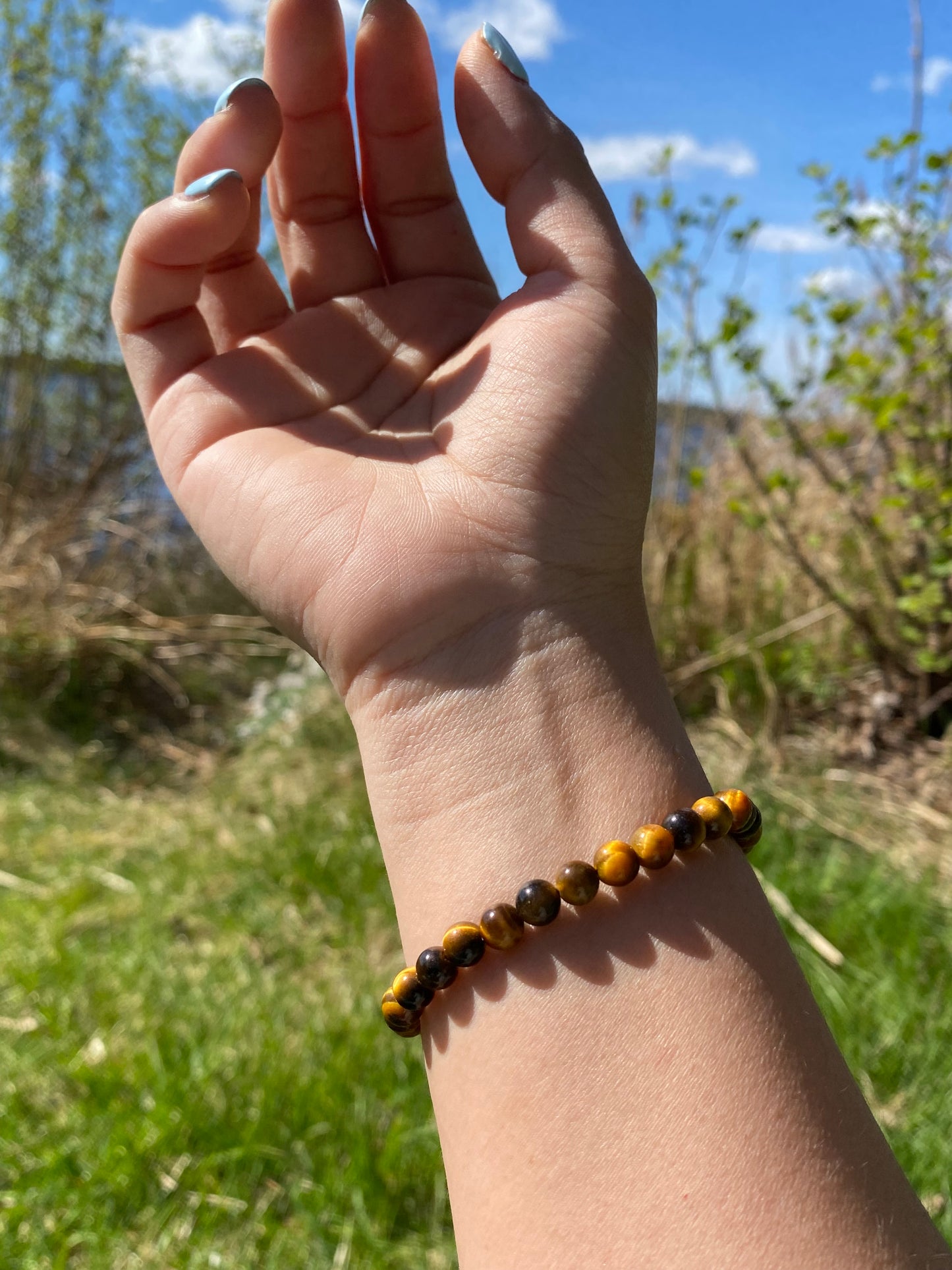 Naturlig gul tigeröna sten armband