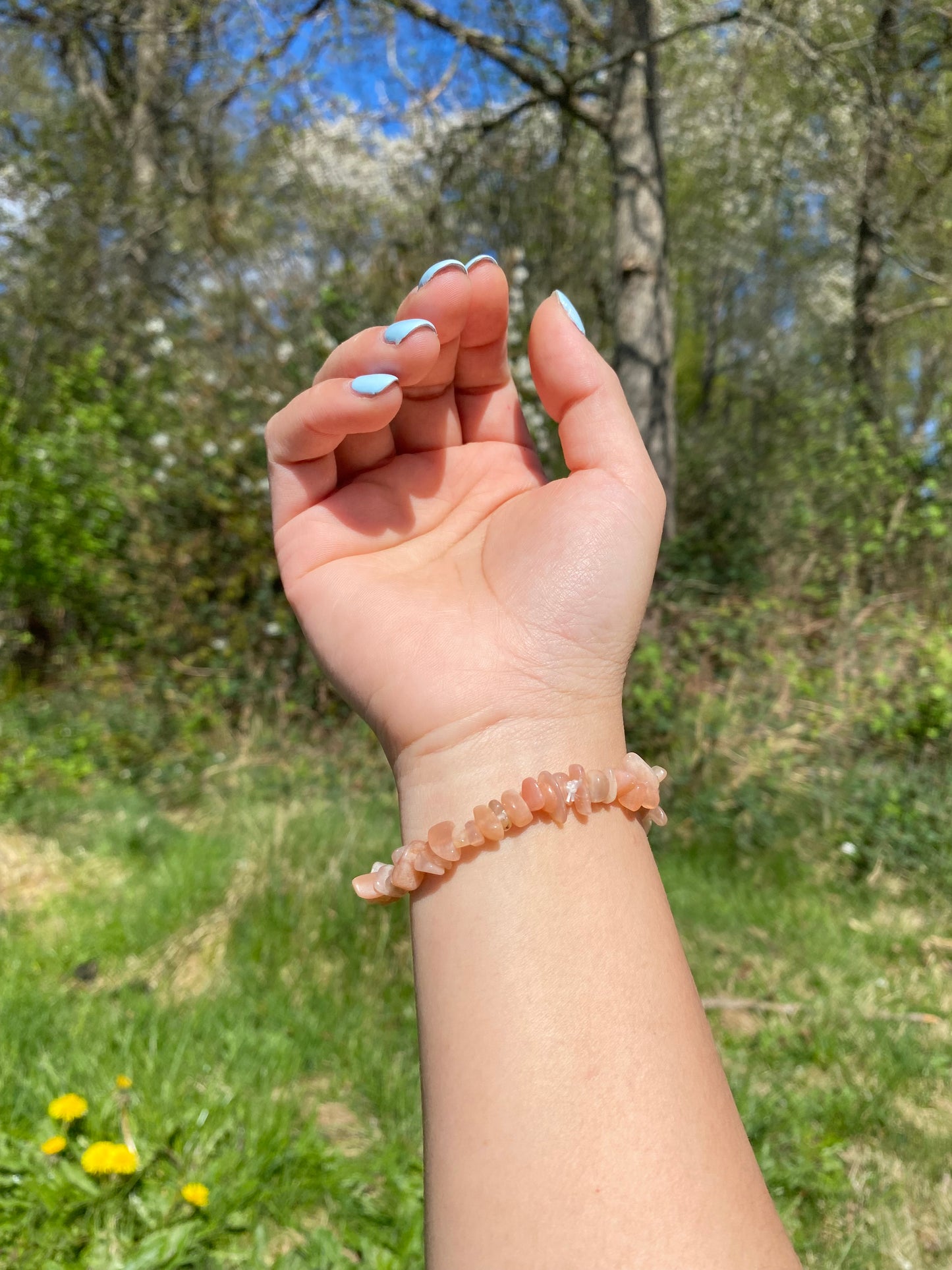 Natural mixed moonstone and gravel bracelet