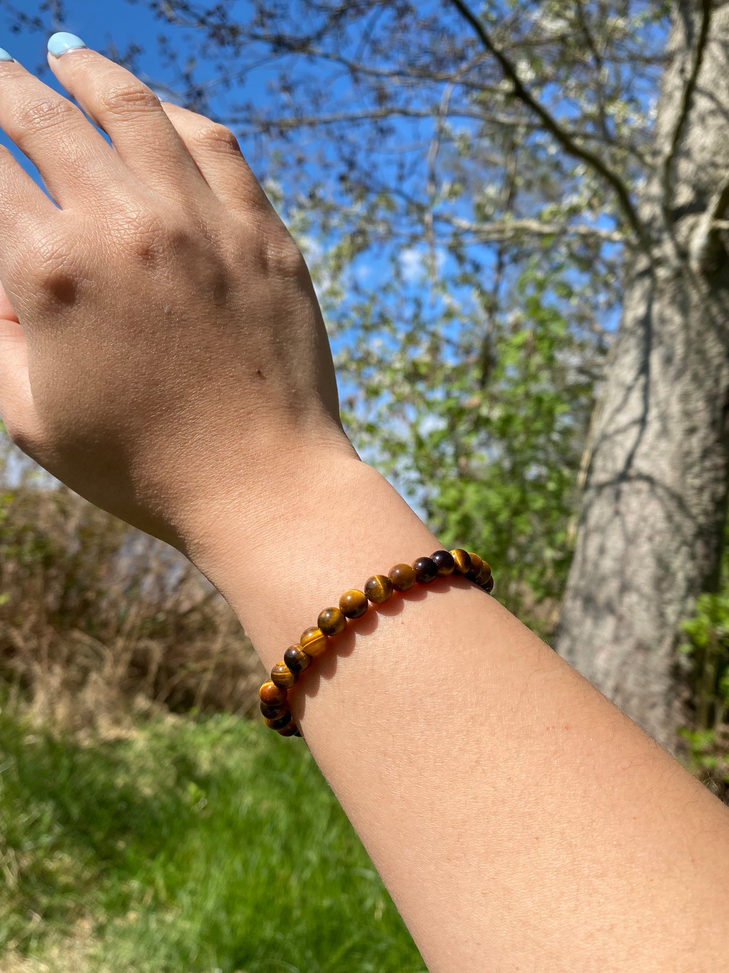 Naturlig gul tigeröna sten armband