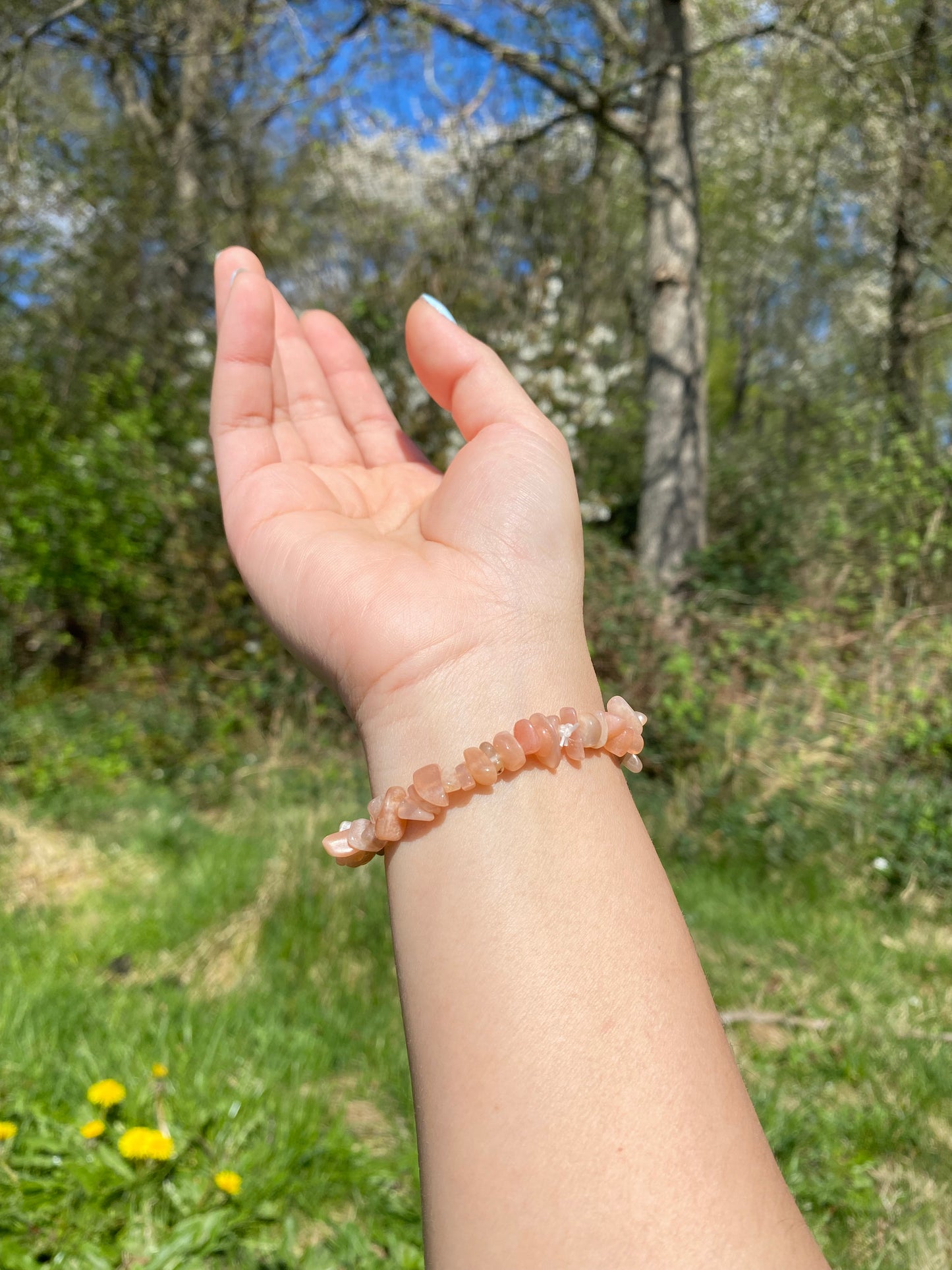 Natural mixed moonstone and gravel bracelet