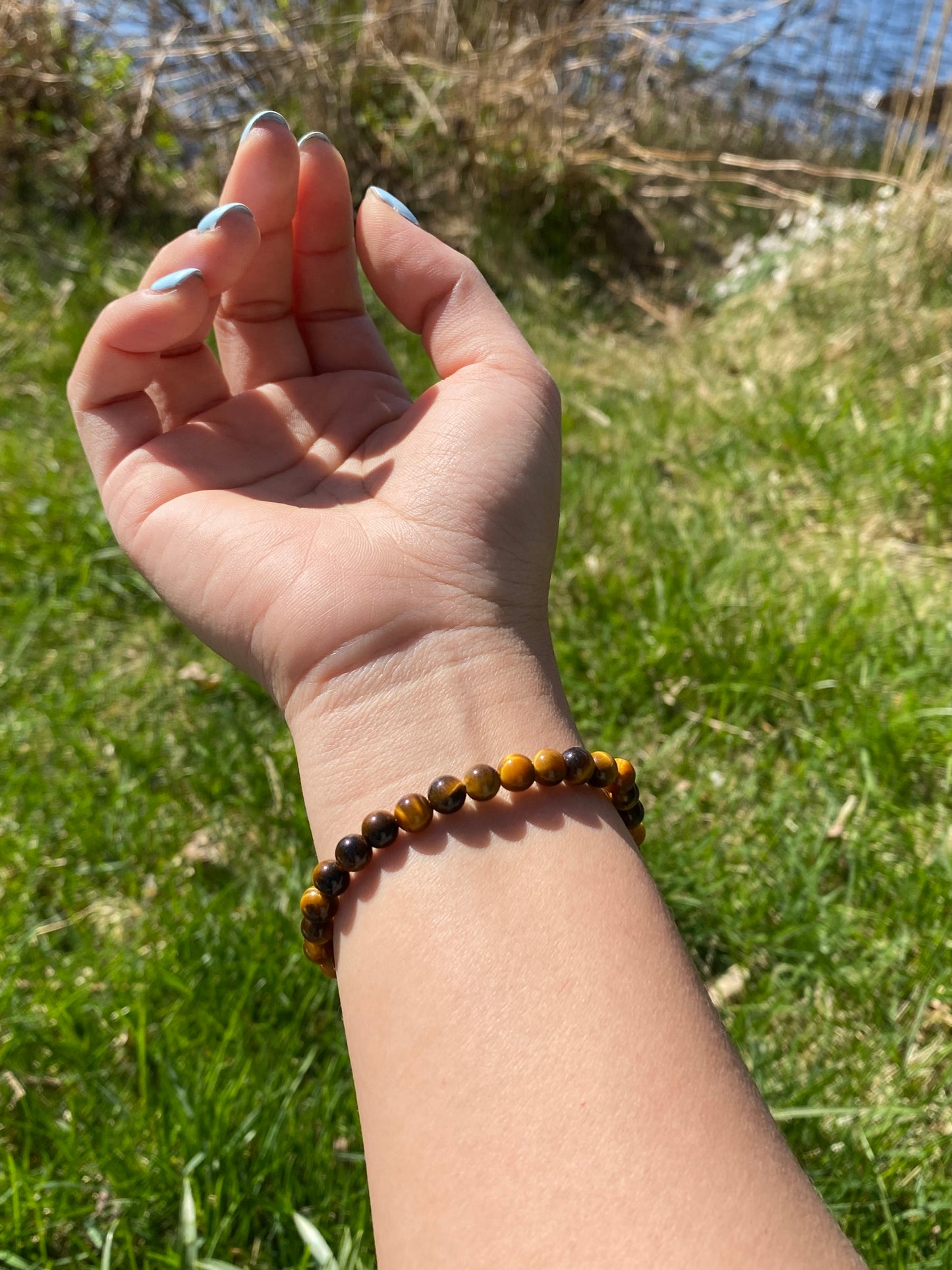 Naturlig gul tigeröna sten armband