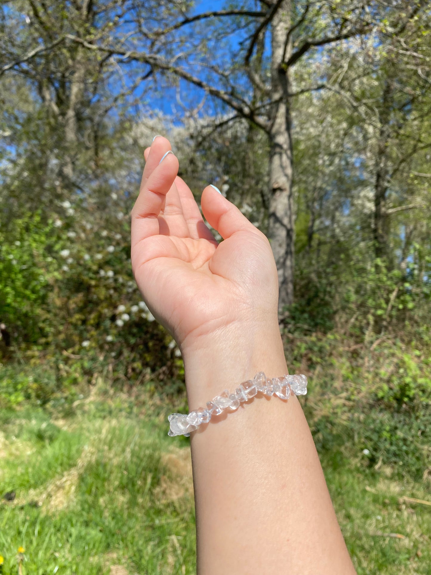 Naturligt klar kvarts grus armband
