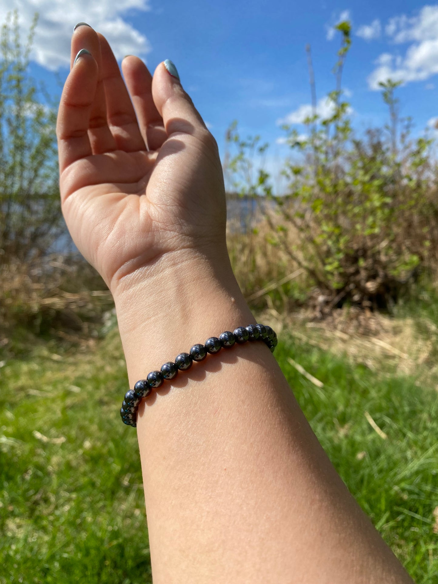 Naturlig hematitsten armband
