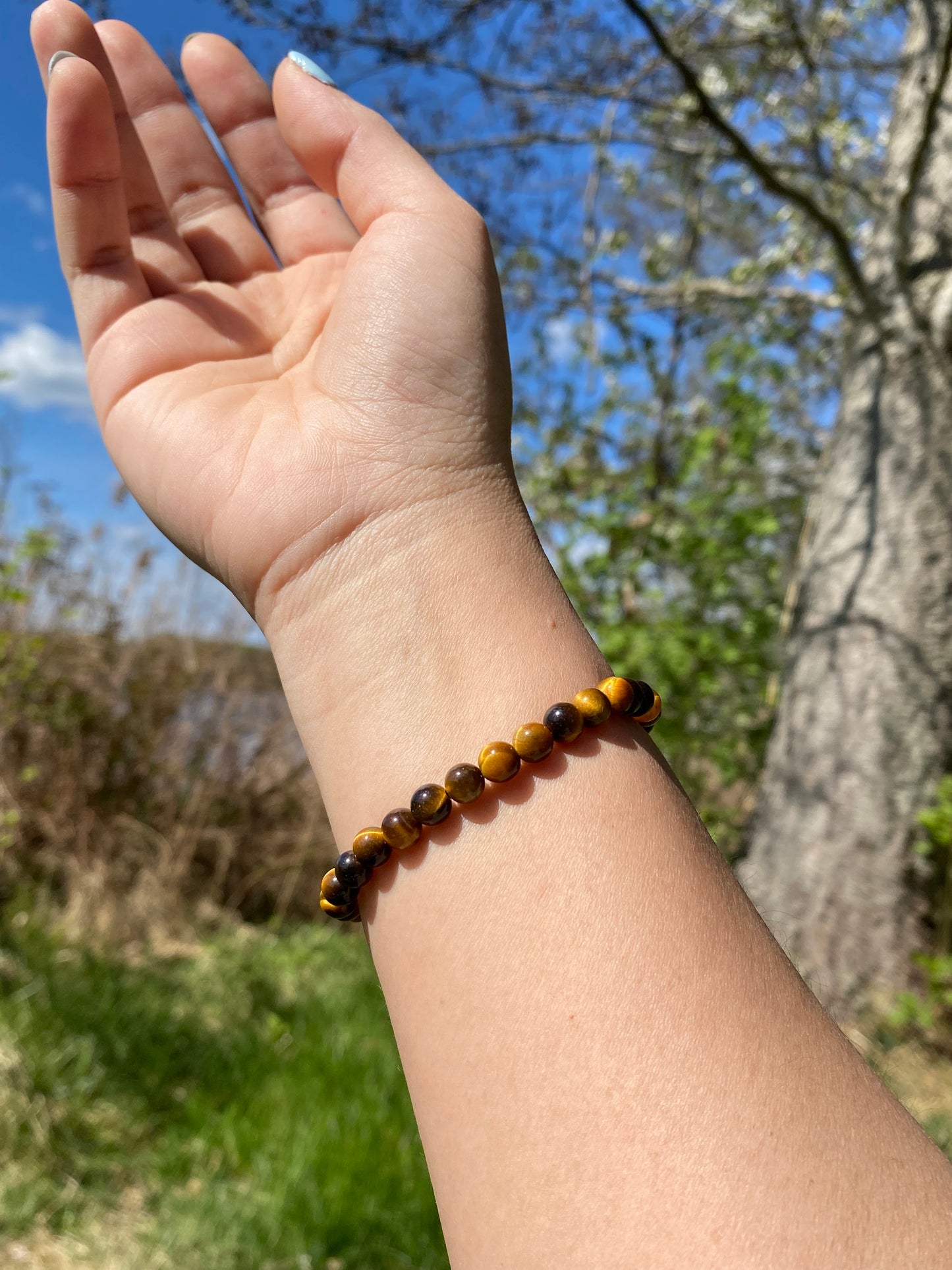 Naturlig gul tigeröna sten armband
