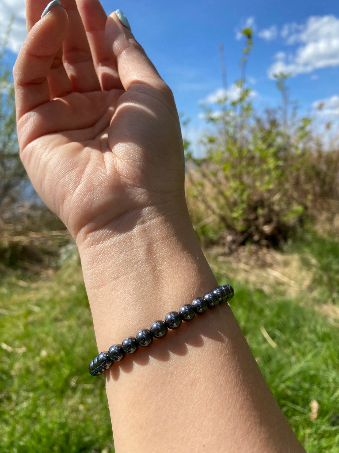 Naturlig hematitsten armband