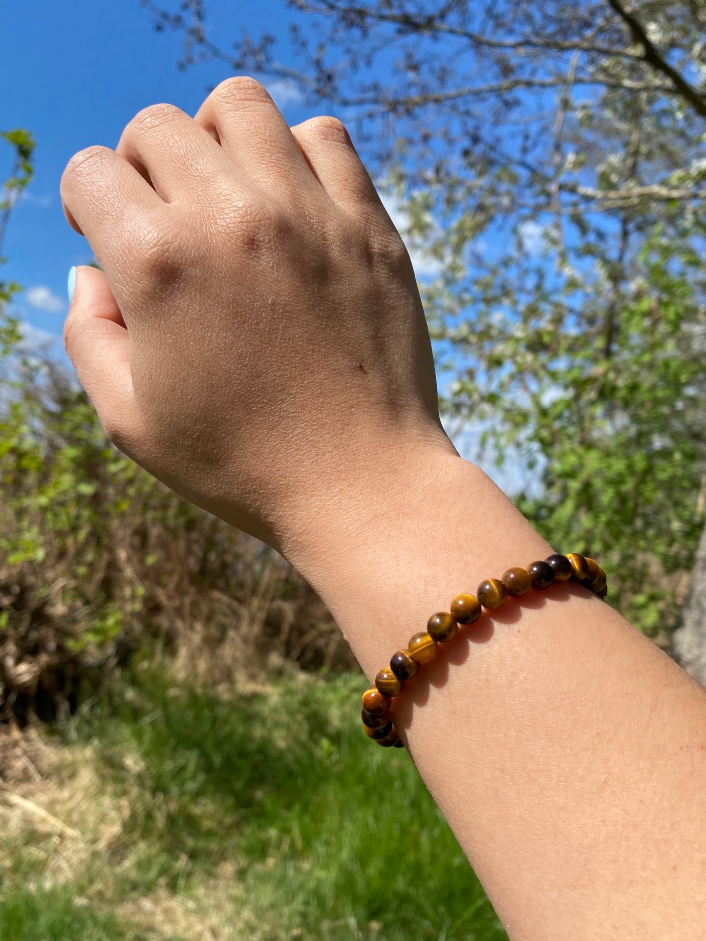 Naturlig gul tigeröna sten armband