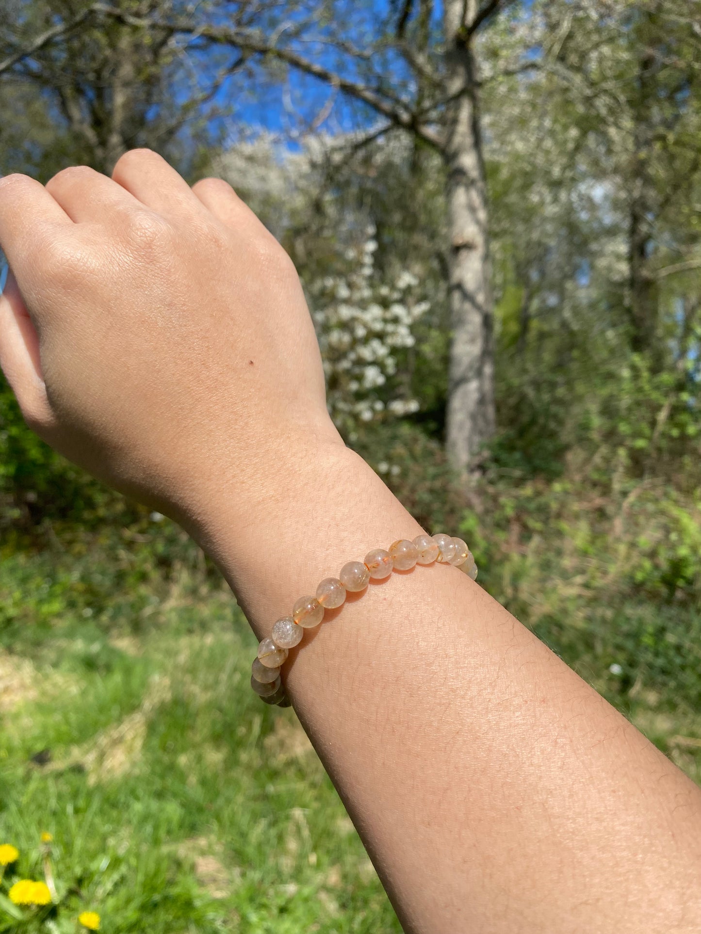 Naturligt guld med rutilerad kvarts armband