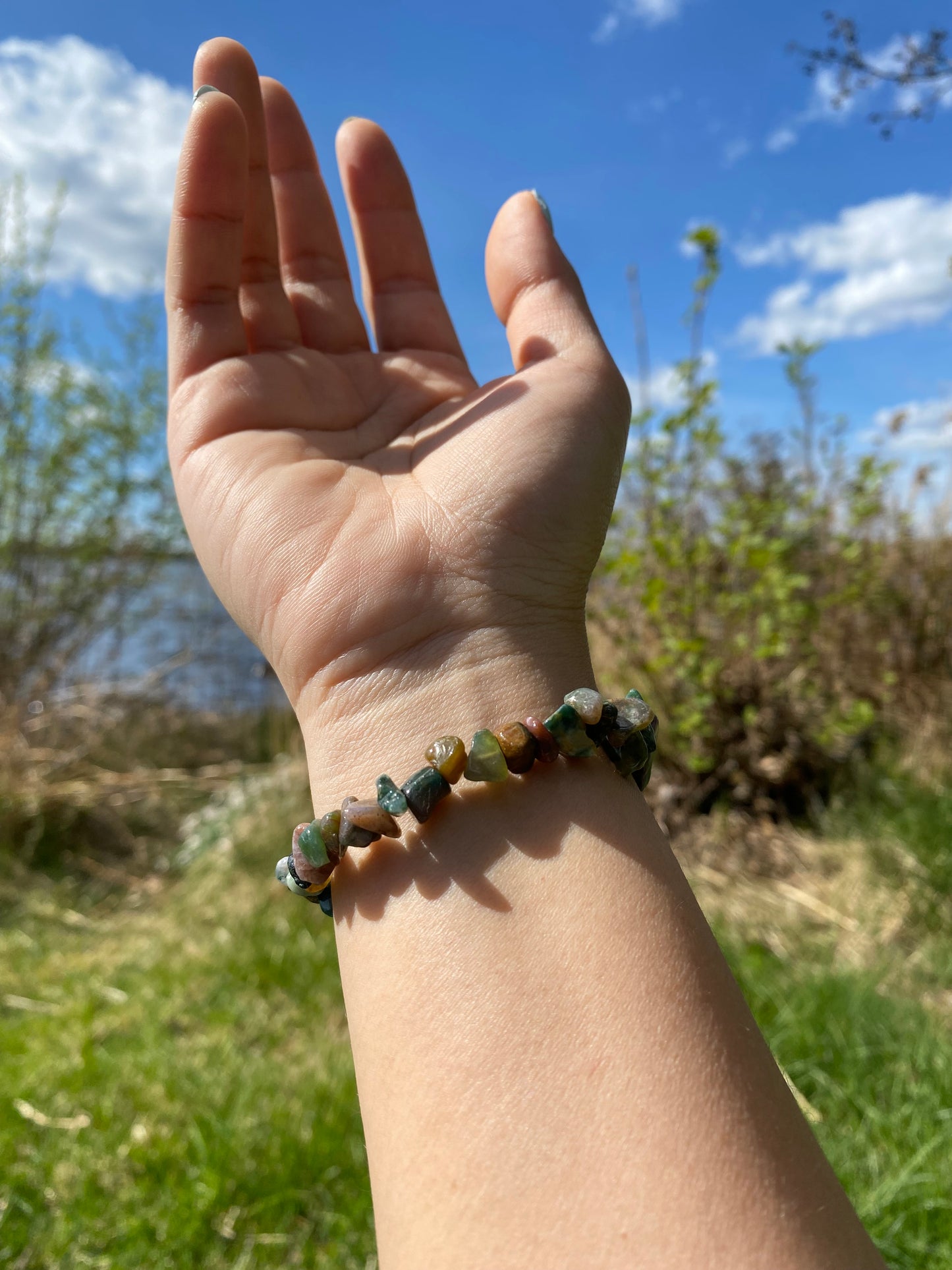 Naturlig indisk agat grus armband