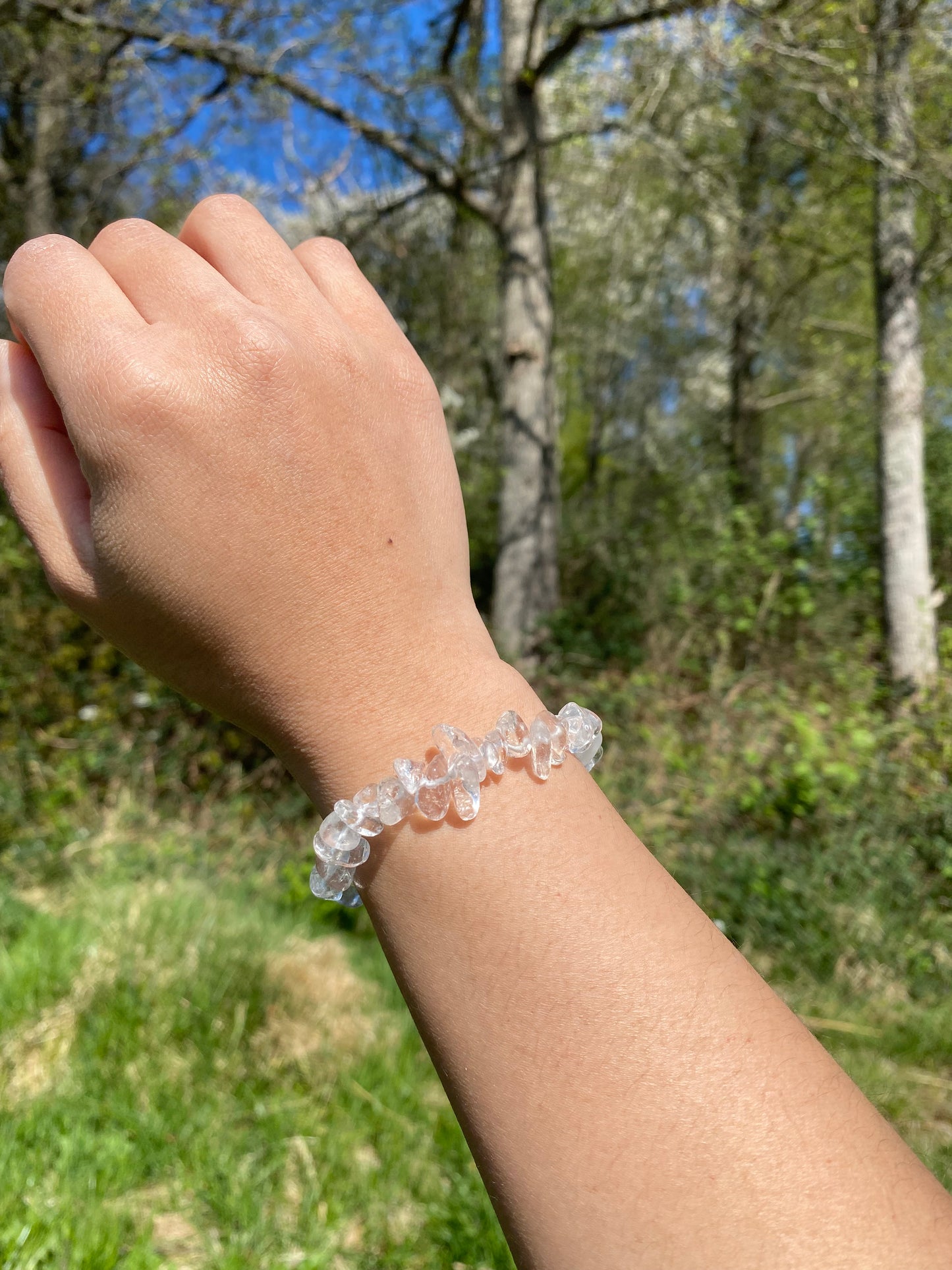 Naturligt klar kvarts grus armband