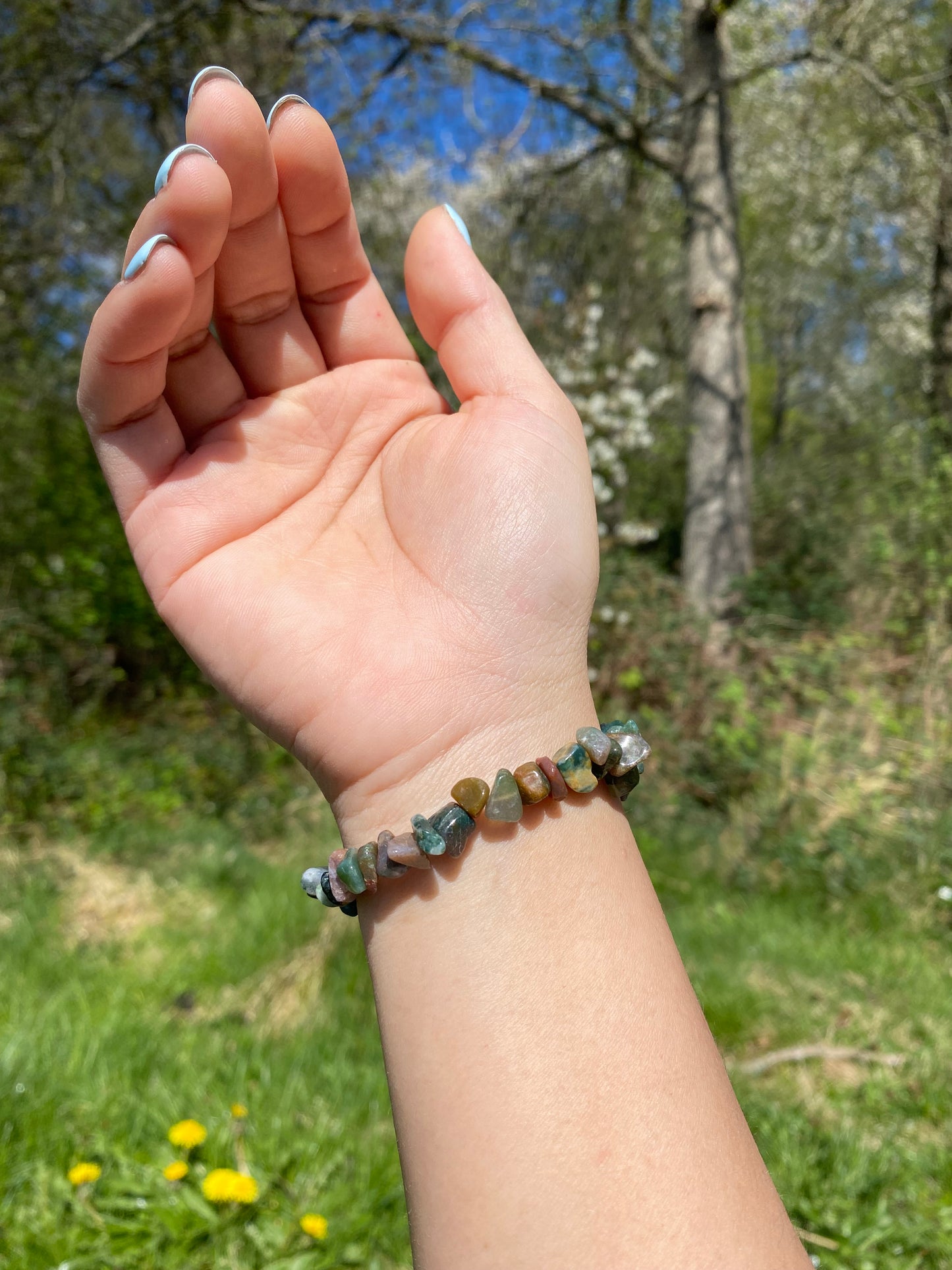 Naturlig indisk agat grus armband