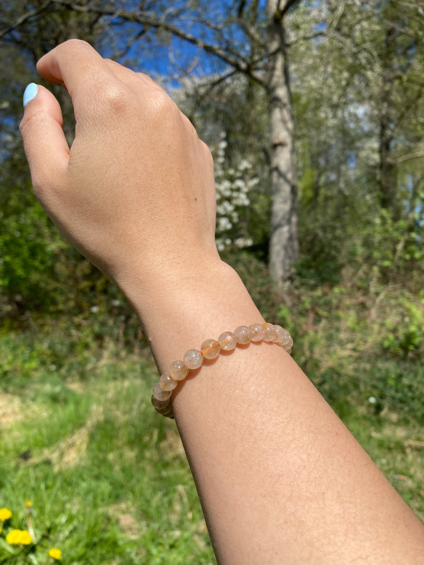 Naturligt guld med rutilerad kvarts armband