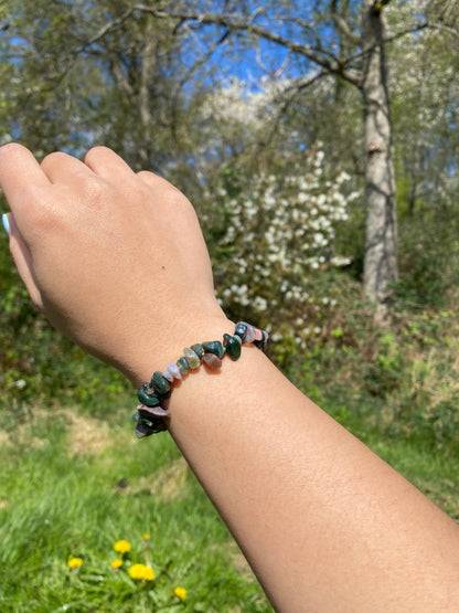 Naturlig indisk agat grus armband
