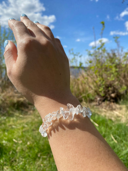 Naturligt klar kvarts grus armband
