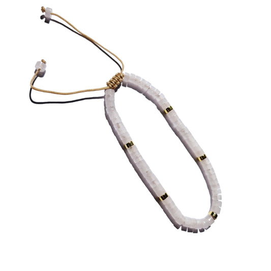 Vit kvarts justerbart armband