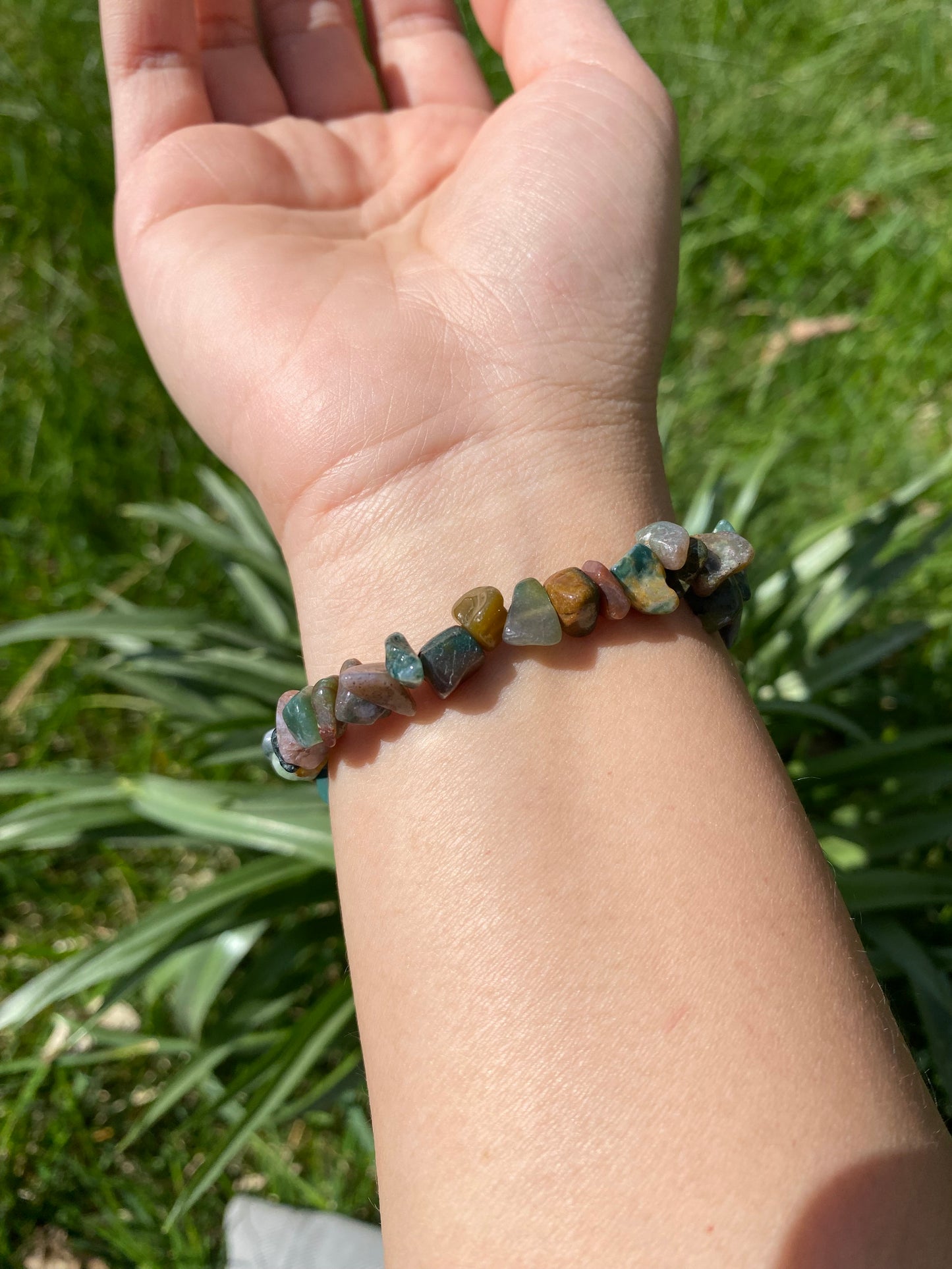 Naturlig indisk agat grus armband