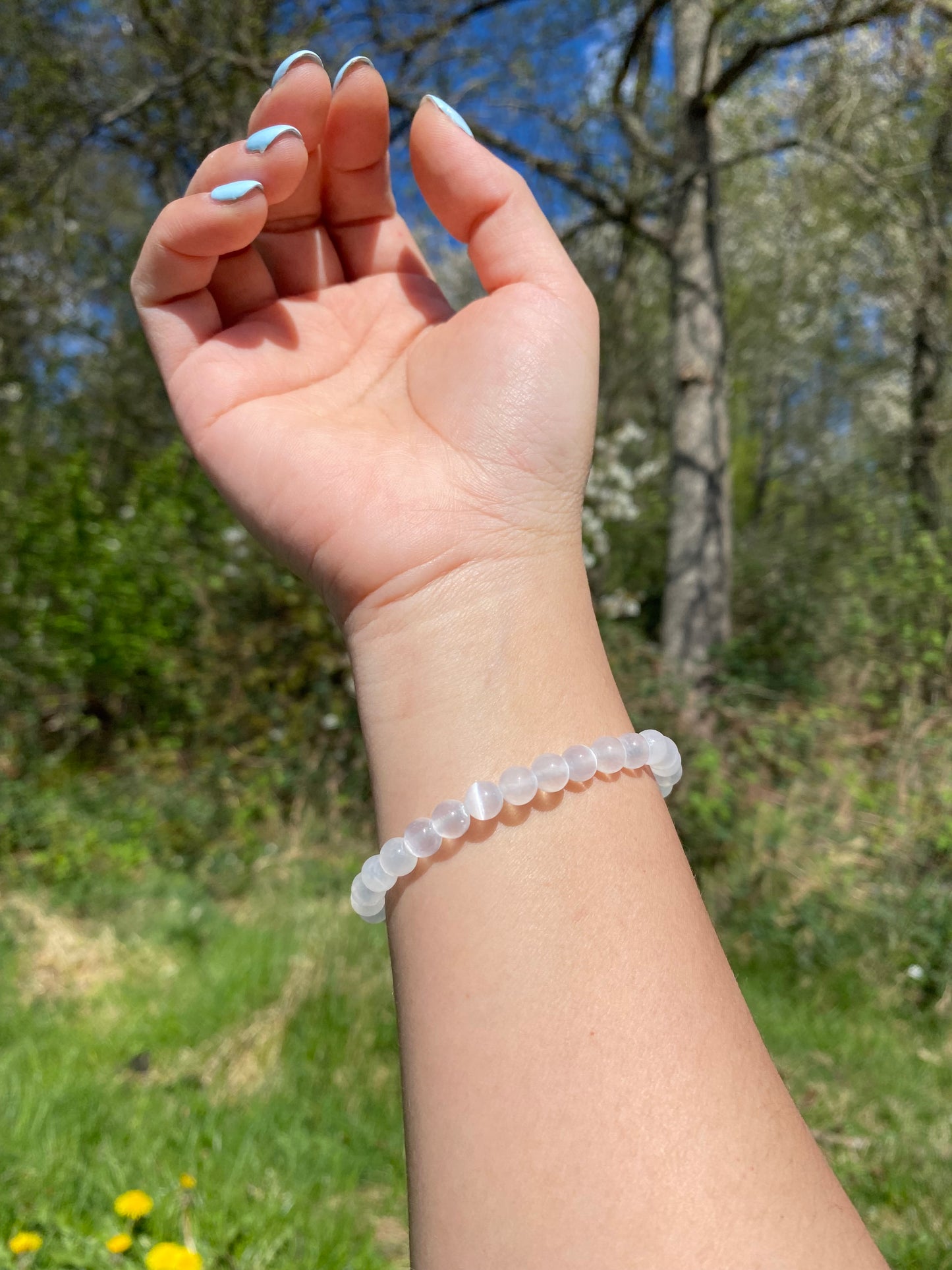 Naturlig selenitsten armband