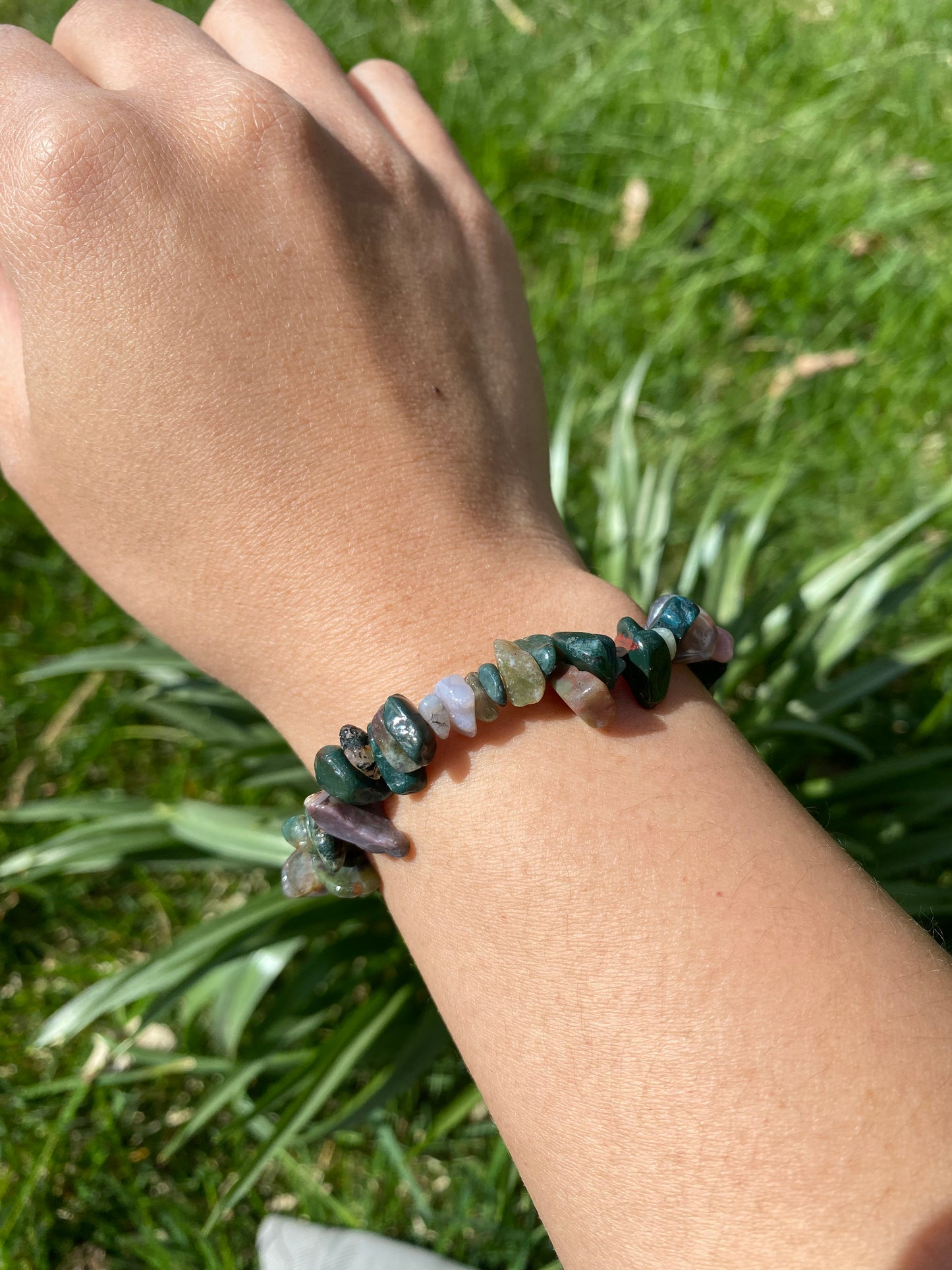 Naturlig indisk agat grus armband