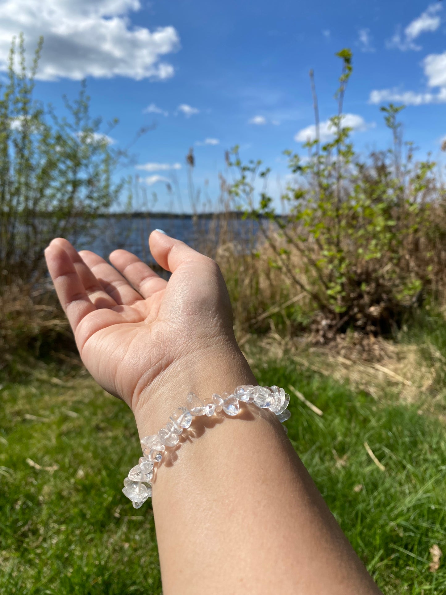 Naturligt klar kvarts grus armband