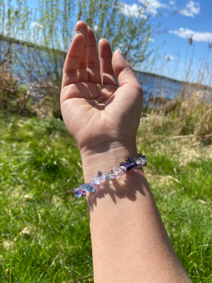 Natural multicoloured fluorite gravel bracelet