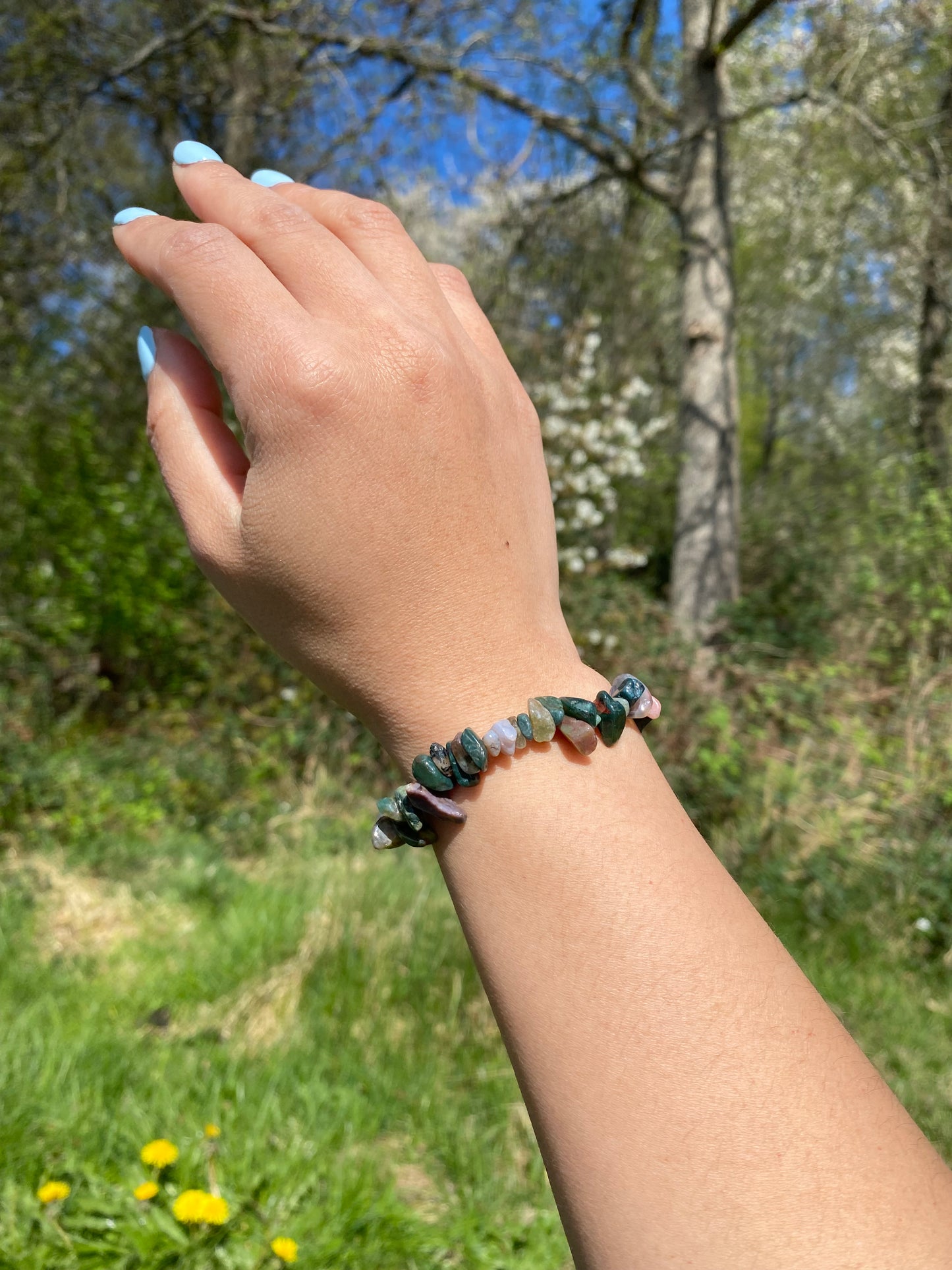 Naturlig indisk agat grus armband