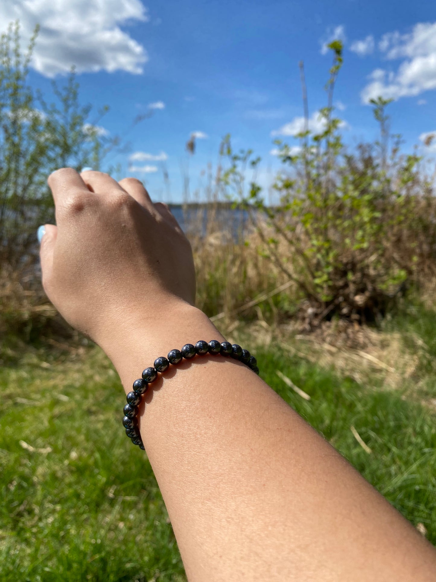 Naturlig hematitsten armband