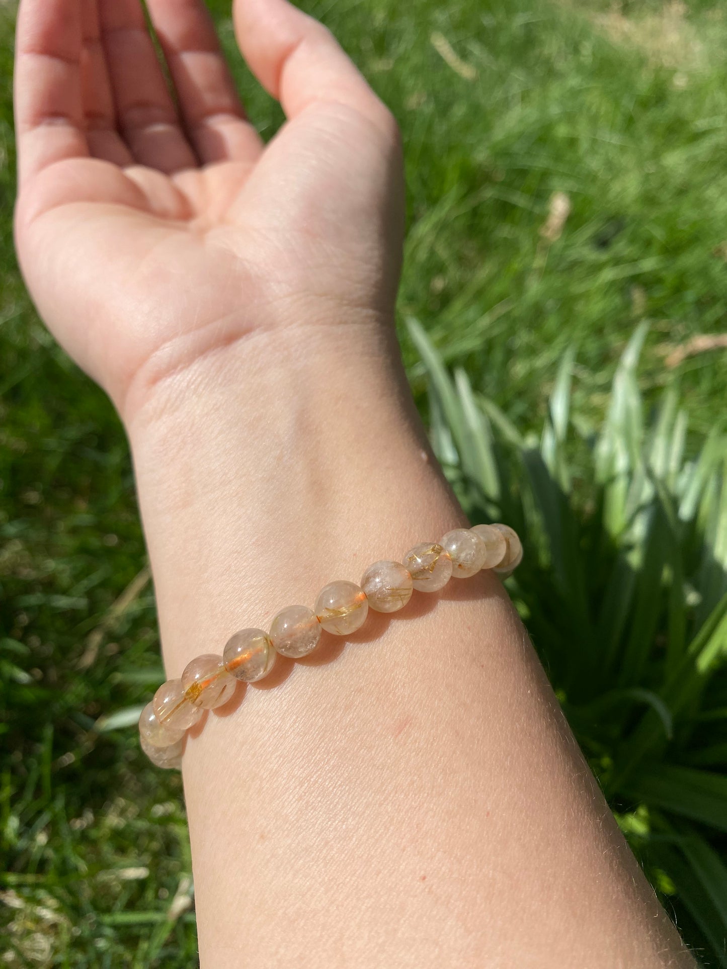 Naturligt guld med rutilerad kvarts armband