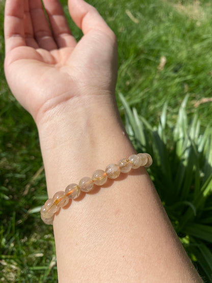 Naturligt guld med rutilerad kvarts armband