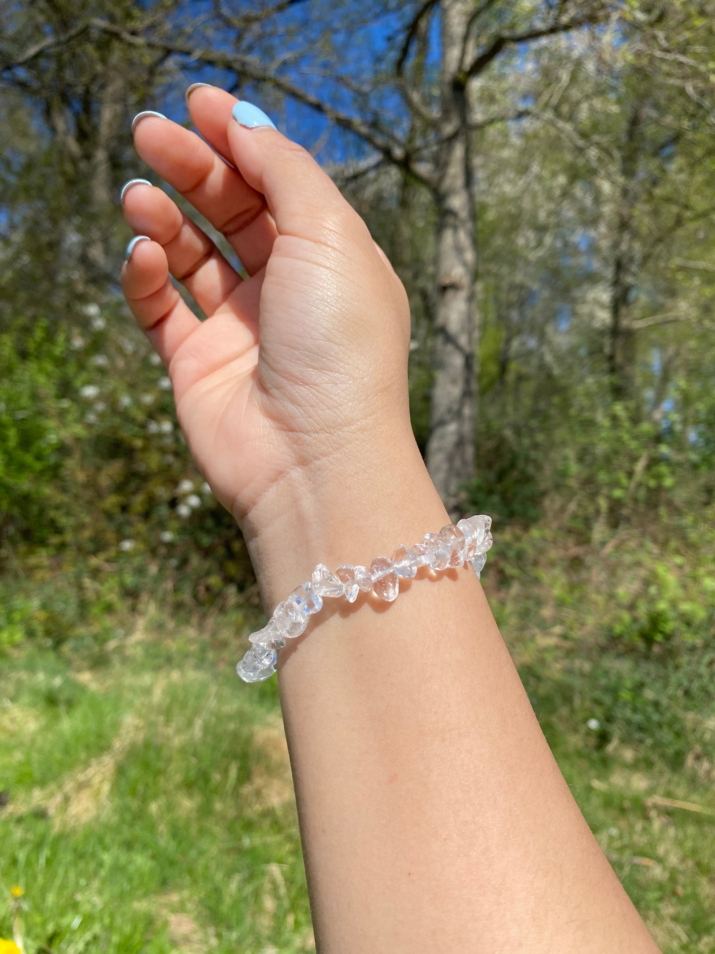 Naturligt klar kvarts grus armband