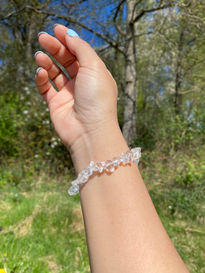 Naturligt klar kvarts grus armband