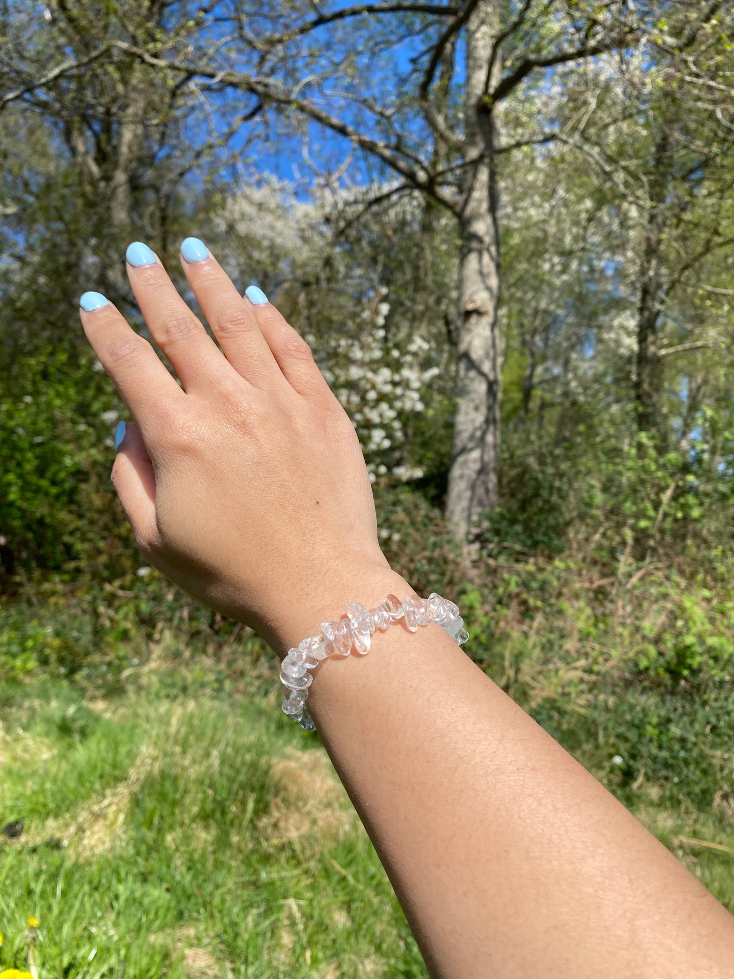 Naturligt klar kvarts grus armband