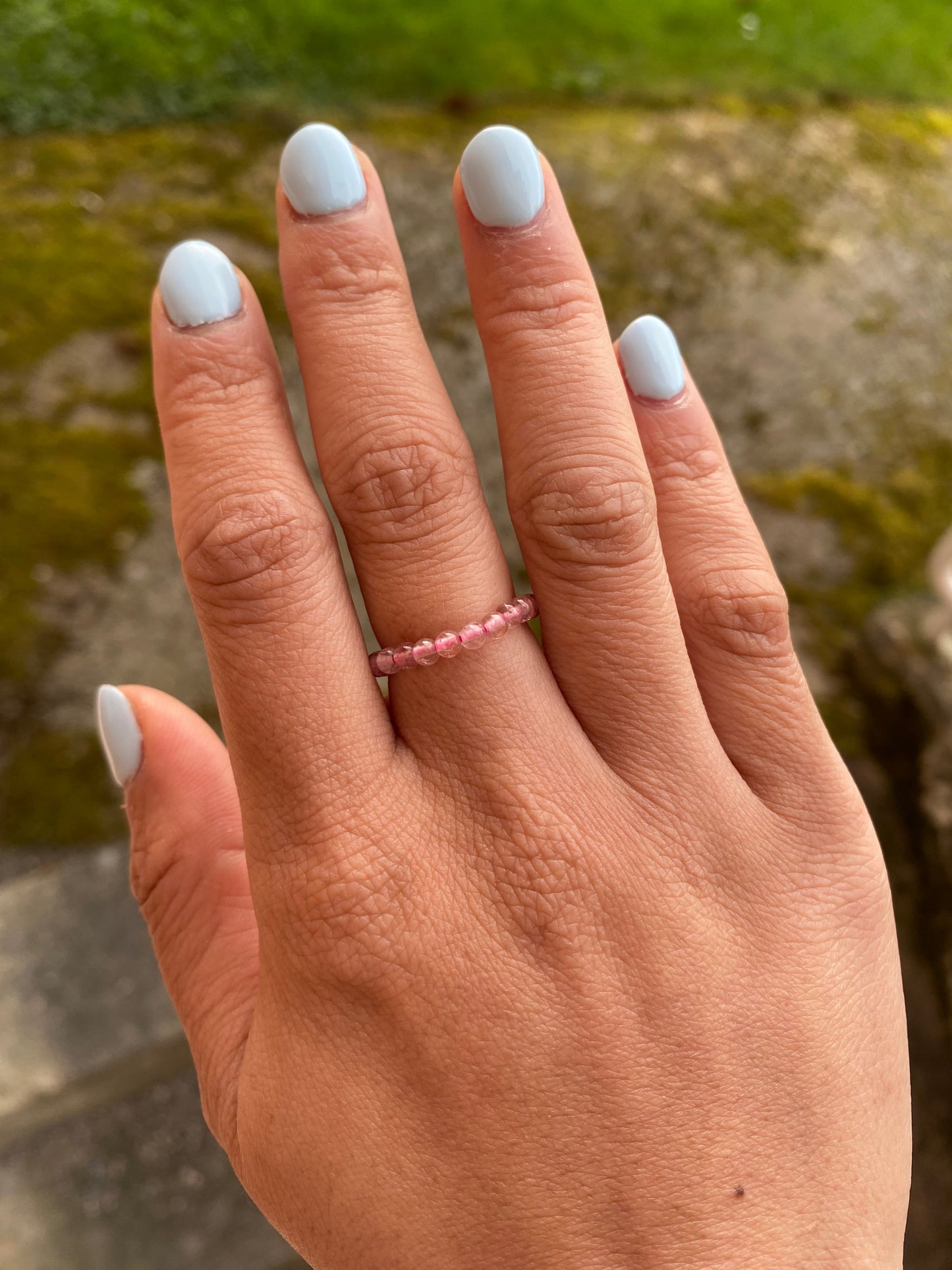 Naturliga jordgubbskvartspärlor Ring