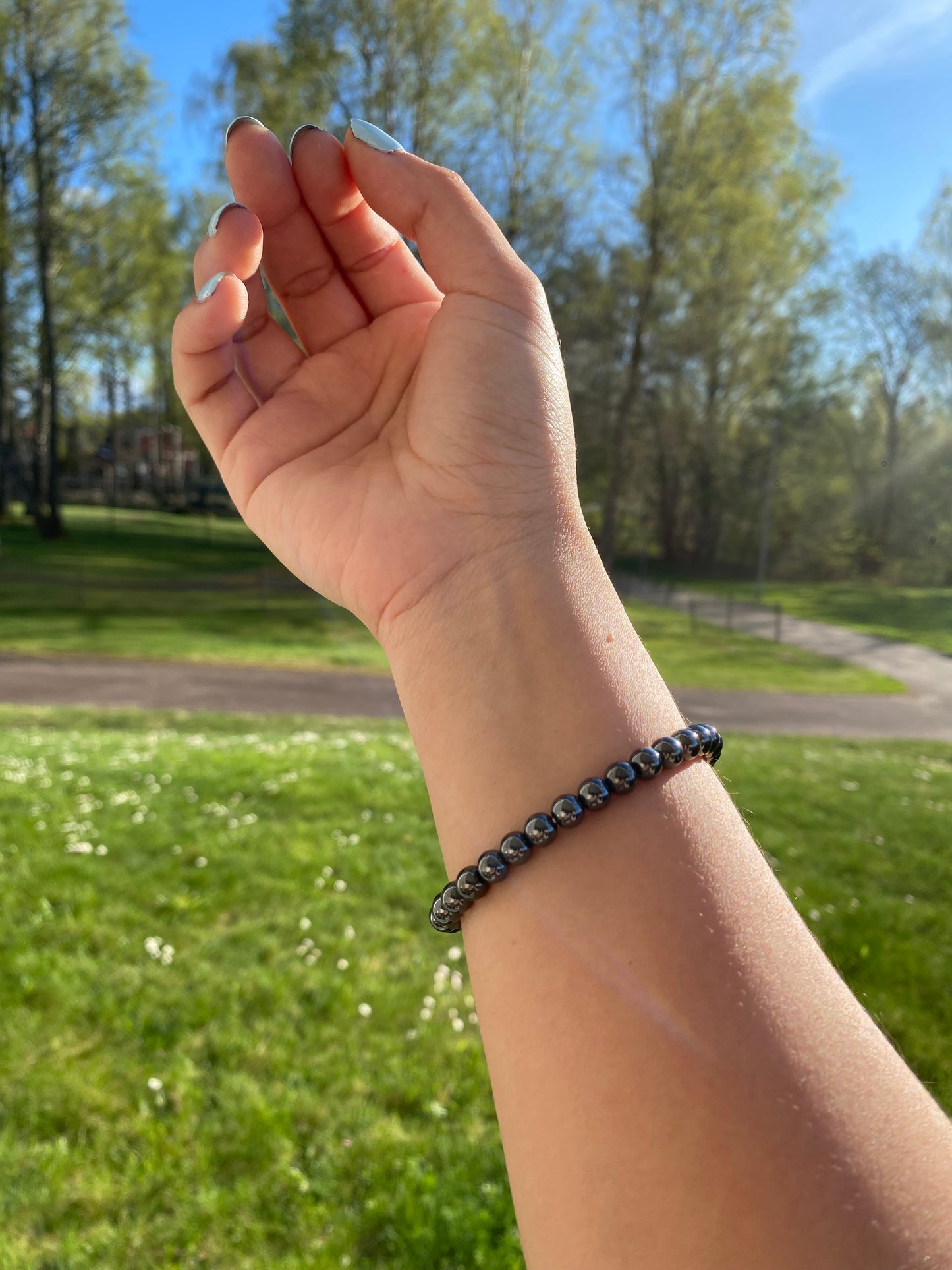 Naturlig hematitsten armband