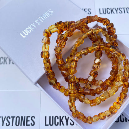 Natural amber square bracelet