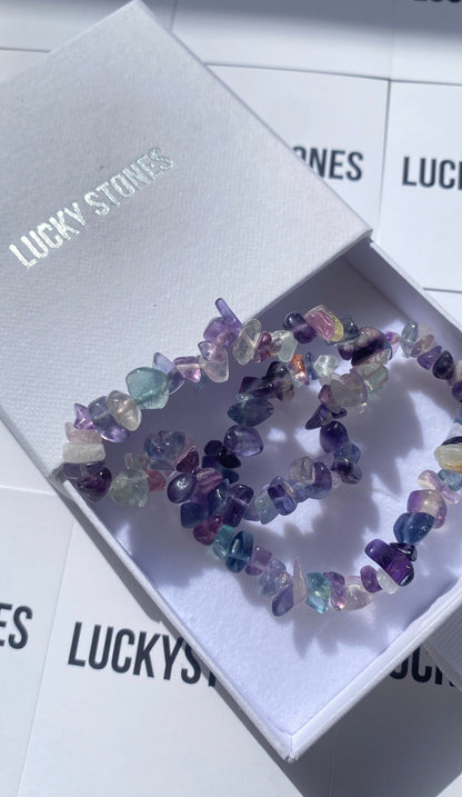 Natural multicoloured fluorite gravel bracelet