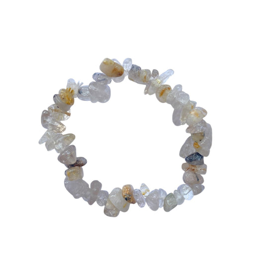 Naturligt guldrutilerat kvarts grus armband
