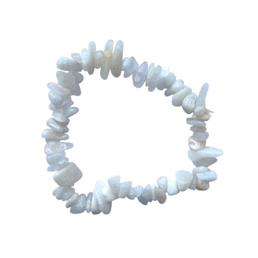 Naturlig isblå månsten och grus armband