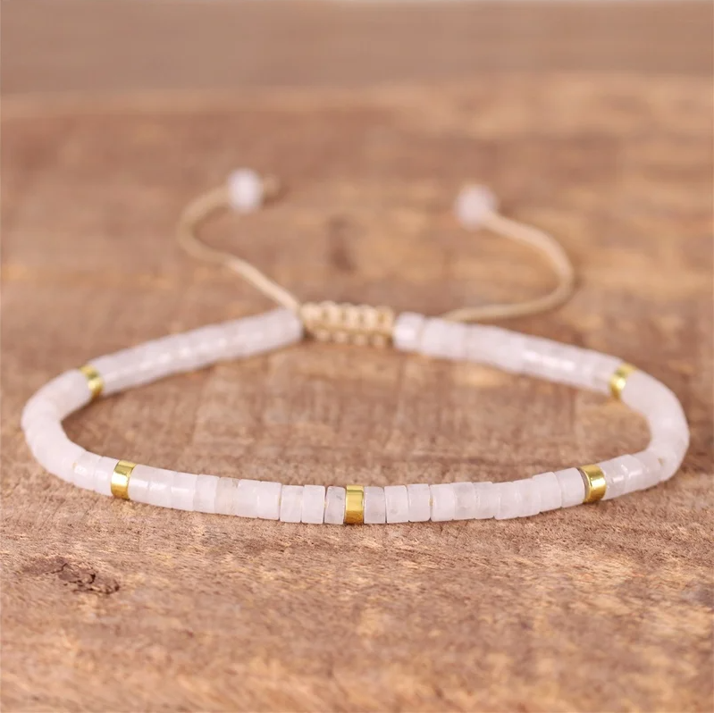 Vit kvarts justerbart armband