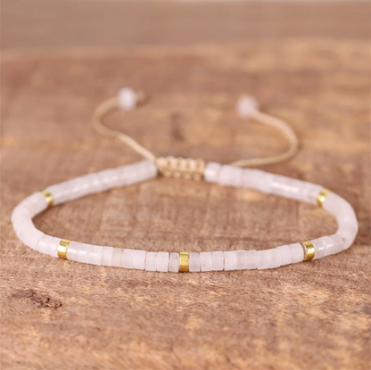 Vit kvarts justerbart armband